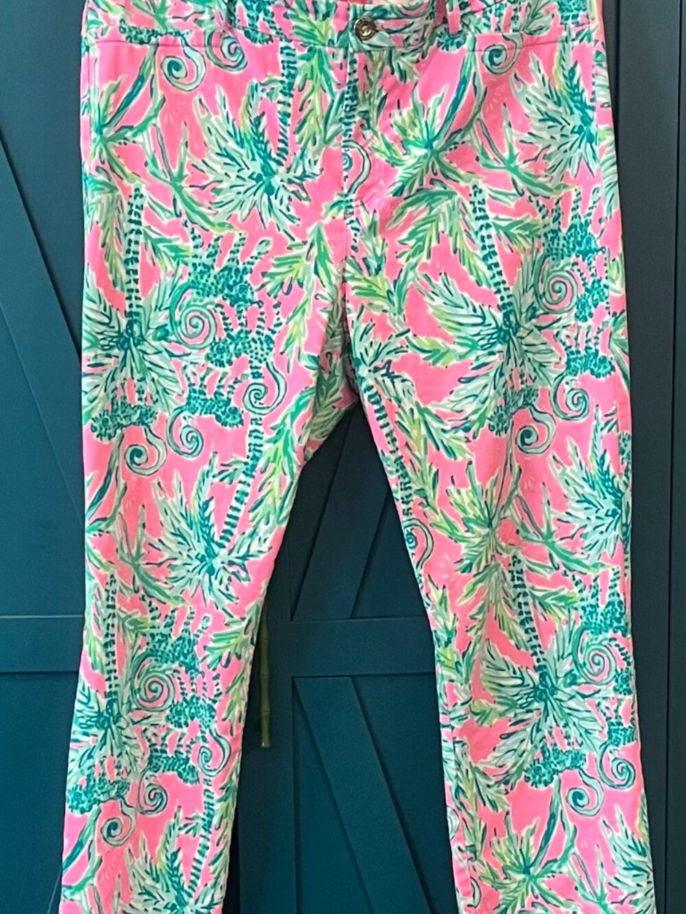 Lilly Pulitzer Kelly High Rise Skinny Ankle Pants Vibrant Monkey- 10 - Picture 3 of 8